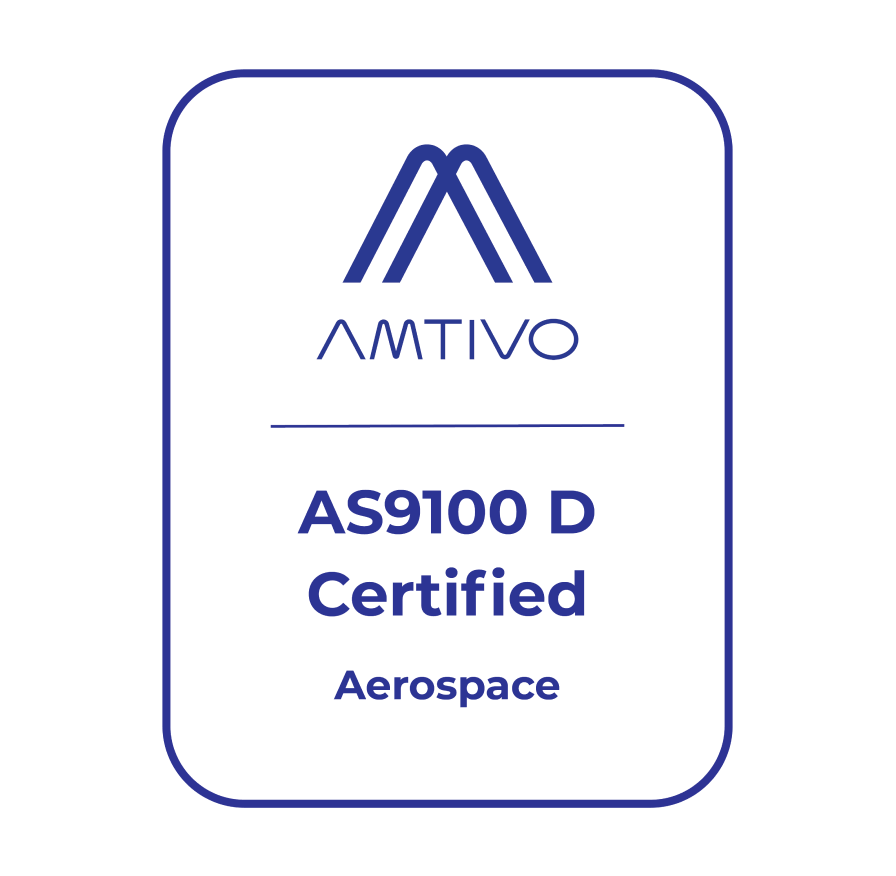 Amtivo AS9100D certified aerospace mark shown on Burke Precision's current site